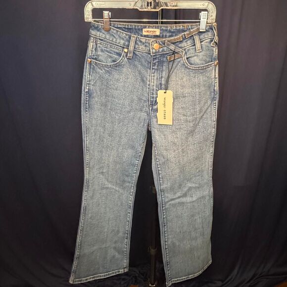 Wrangler x Staud Cropped Flare Jeans Indigo NWT - Picture 2 of 8